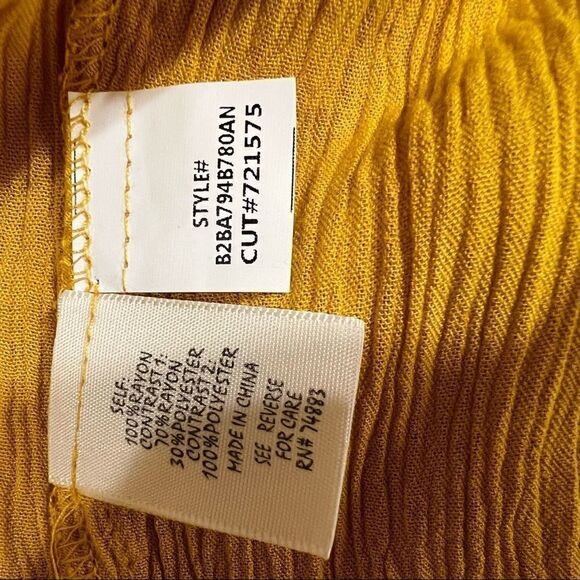 Adiva Mustard Gold Ruffled Boho Long sleeve tunic gauze top - Picture 15 of 16